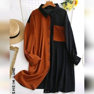 Shein Black And Brown/Rust Orange Button Down Shirt/Cardigan​